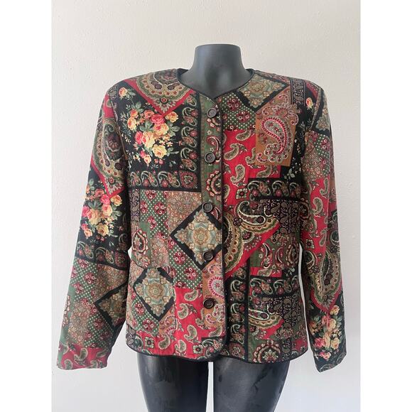 Vintage Orvis Corduroy Blazer Jacket Sz M Paisley Patchwork ButtonUp Boho Fall - Picture 1 of 6